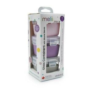 Set 3 Recipiente Sticla Melii, 160ml, husa antiderapanta din silicon imagine