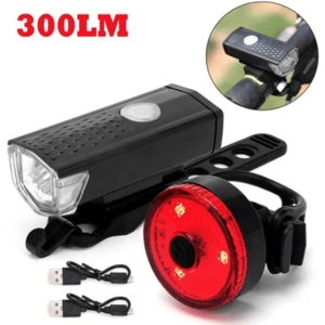 Set lanterna far stop led usb bicicleta trotineta 300 lm minimalist imagine