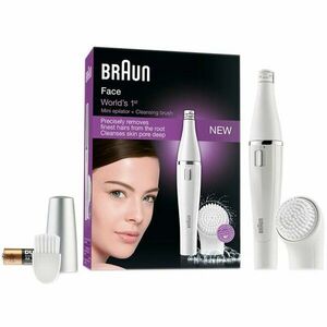 Epilator facial Braun SE810 Face, 10 prinderi, Perie curatare cu micro-oscilatii, Alb imagine