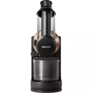 Storcator de fructe si legume prin presare la rece Philips Viva Collection HR1888/70, 150 W, capacitate vas 1 l, Recipient pulpa 0.75 l, Tub de alimentare 70 mm, Negru/Auriu imagine