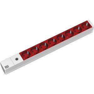 Bachmann, PDU 8 prize Schuko, 1U, impamantare, Siguranta 10A, 2 metri, RAL 3020, Aluminiu, Rosu imagine