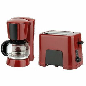 Pachet filtru de cafea si prajitor de paine Studio Casa, Duo Neology, 900 W, 1.25 l, Carafa sticla, Rosu/ Negru imagine