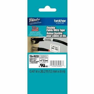 Brother Flexible ID Tape TZe-FX231 - 12 mm x 8 m - Black on White imagine