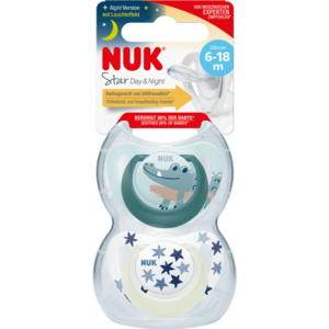 Set 2 suzete NUK STAR, DAY/NIGHT, SILICON, 6-18 luni, baieti imagine