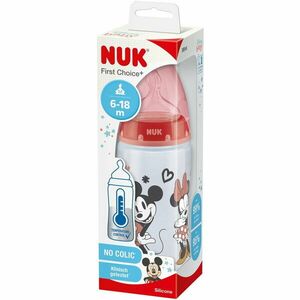 Biberon Minnie Nuk First Choice+, Polipropilena, 300ml, Tetina Silicon 6-18 Luni, Orificiu Mediu, Fara Bpa imagine