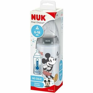 Biberon Mickey Nuk First Choice+, Polipropilena, 300ml, Tetina Silicon 6-18 Luni, Orificiu Mediu, Fara Bpa imagine