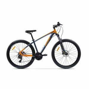 Bicicleta MTB Pegas Drumet, cadru aluminiu, marime S, 24 viteze, manete schimbator Shimano, frane disc fata/spate, roti 27.5 inch, Portocaliu imagine