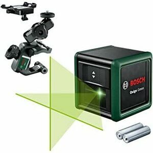 Nivela laser cu linii Bosch Quigo Green Gen2, 12 m domeniu lucru, 500-540 nm dioda laser, ±4° autonivelare, 85° unghi deschidere, ± 0.6 mm/m precizie, 1/4 filet stativ, 2 baterii 1.5 V LR03 (AAA), sistem de prindere universal MM2, adaptor montare imagine