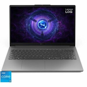 Laptop Lenovo Gaming 15.6'' LOQ 15IAX9E, FHD IPS 144Hz, Procesor Intel® Core™ i5-12450HX (12M Cache, up to 4.40 GHz), 16GB DDR5, 1TB SSD, GeForce RTX 2050 4GB, No OS, Luna Grey imagine