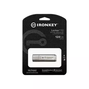 Flash Drive Kingston IronKey Locker 50+ 128GB USB 3.2 Gen1 Type-A imagine