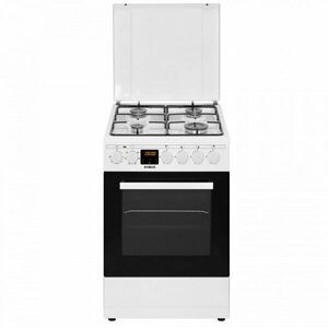 Aragaz mixt Samus SM563AENS WHITE, 4 arzătoare gaz, Aprindere electrică, Cuptor electric cu 7 funcții, Grill, 43 L, Display, 49.8x61 cm, Alb imagine