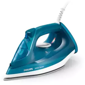 Fier de calcat Philips Seria 3000 DST3040/70, putere 2600W, jet continuu de abur 40g/min, culoare albastru deschis, rezervor de apa 300ml, talpa ceramica, oprire automata. imagine