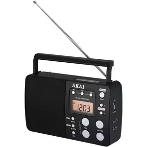 Radio portabil AKAI APR-200, ceas desteptator, AM/FM, negru imagine