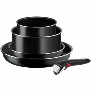 Set 5 piese TEFAL Ingenio Easy Cook & Clean L1539543, maner detasabil, invelis antiaderent Titan, indicator termic Thermo Signal, negru imagine