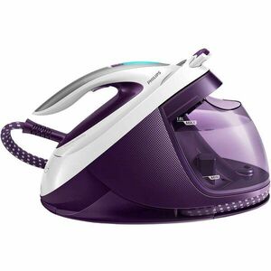 Statie de calcat Philips PerfectCare Elite Plus GC9660/30, 2700 W, talpa T-ionicGlide, 155 g/min, jet de abur vertical, tehnologie OptimalTEMP, alb/mov imagine