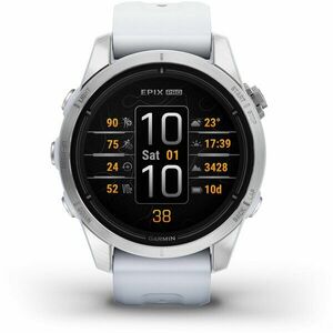 Ceas smartwatch Garmin epix Pro (Gen 2), 42mm, curea silicon Whitestone, Glass, Argintiu imagine