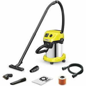 Aspirator umed-uscat Karcher WD 3 P S V-17/4/20 Workshop 1.628-195.0, Aspirare umeda si uscata, Recipient din itel inoxidabil de 17 L, Furtun 2 m, 1000 W, Filtru cartus, Functie de suflare, Sistem de inchidere Pull&Push, Galben/Negru/Metal imagine