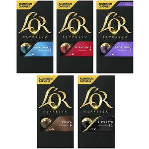 Set mixt 5 x capsule cafea L'OR Espresso toate aromele, 50 bauturi, compatibile cu sistemul Nespresso®*, 50 capsule aluminiu imagine