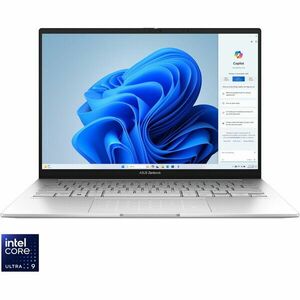 Laptop ASUS Zenbook 14 OLED UX3405MA cu procesor Intel® Core™ Ultra 9 185H pana la 5.1 GHz, 14'', 3K, OLED, 120Hz, 32GB LPDDR5X, 1TB SSD, Intel® Arc™ Graphics, Windows 11 Pro, Foggy Silver imagine