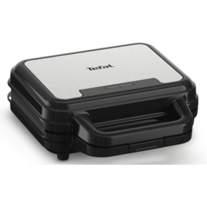 Sandwich maker Tefal UltraCompact 3 in 1 SW383D10, 700W, placi detasabile pentru gofre, sandwich-uri si panini, invelis antiaderent, negru & argintiu imagine