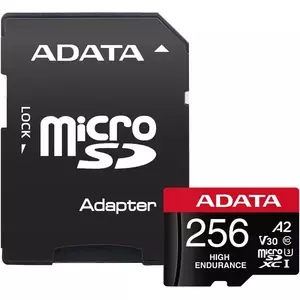 Card de memorie ADATA Endurance, MicroSDXC, 256GB, UHS-I V30, 100MB/s, Class 10 + Adaptor imagine