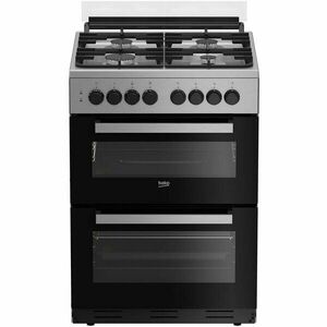 Aragaz Beko cu doua cuptoare FDM62130DXMS, 4 arzatoare, Aprindere electrica, Mixt, 38/49 L, Autocuratare catalitica, 60 cm, Inox imagine