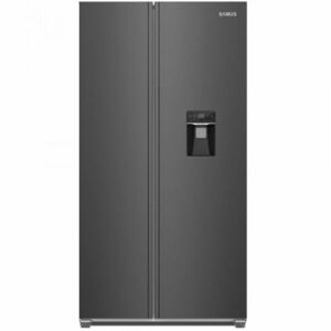 Side by side Samus SSBX-559NFDE, 439 L, Full No Frost, Clasa energetica E, Dozator apa, Afisaj LCD, H 177 cm, Inox/Negru imagine