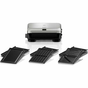 Sandwich-maker BRAUN SM5038, 800W, 3 seturi placi detasabile, invelis antiaderent premium, tava colectare grasime, argintiu-negru imagine