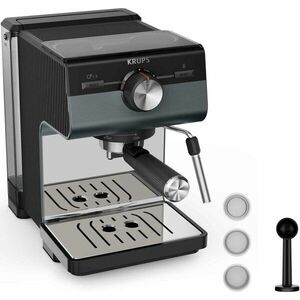 Espressor manual Krups Authentic+ C80 XP384G10, 15 bari, rezervor apa detasabil 2 L, duza spumare lapte, functie apa fierbinte, compatibilitate paduri ESE, oprire automata, negru imagine