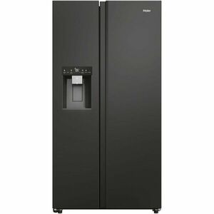 Side by side Haier HSW59F18EIPT, 601 l, Total No Frost, Multi Air Flow, Clasa E, WiFi, SuperCooling, SuperFreezing, Holidays, Dispenser de apa si gheata, H 178 cm, Negru imagine