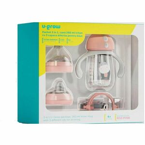 Pachet 3 in 1 cana 260 ml, roz, U-Grow imagine