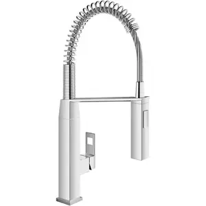 Baterie bucatarie cu dus Grohe Eurocube, 1/2'', monocomanda, filtru ceramic, buton dus/aerator, pivotanta, protectie reflux, rotire 360, anti-calcar, crom imagine