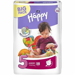 Scutece Happy Junior 5, 12-25 kg Big Pack, 58 buc imagine