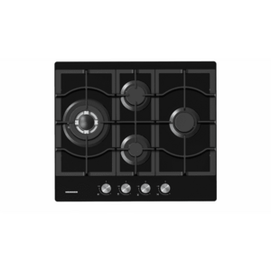 Plita incorporabila Heinner HBH-M452IWFGBK, Gaz, 4 arzatoare, Gratar fonta, Wok, Aprindere electrica, Dispozitiv de siguranta, 60 cm, Sticla neagra imagine