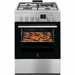 Aragaz Electrolux LKM660222X, Mixt, 3 arzatoare gaz + 1 arzator electric, Cuptor electric, SteamBake, AirFry, Timer, Grill electric, Clasa A, 60 cm, Inox antiamprenta imagine