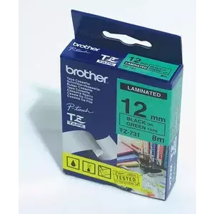 Banda laminata Brother TZ731 8m/12mm negru/verde imagine