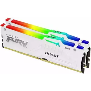 Memorie Desktop Kingston Fury Beast RGB 64GB(2 x 32GB) DDR5 6000Mhz CL30 AMD Expo White imagine