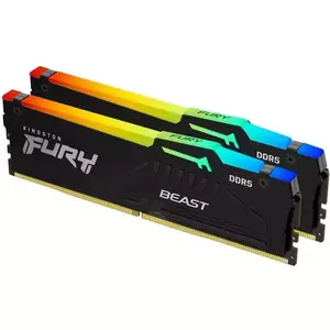 Memorie Desktop Kingston Fury Beast RGB 64GB(2 x 32GB) DDR5 6000Mhz CL30 Black imagine