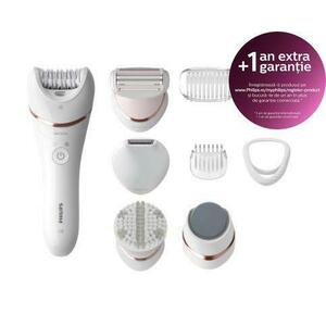 Epilator Philips Series 8000 BRE740/10, Wet&Dry, 32 Pensete, 2 Viteze (Alb) imagine