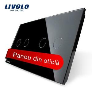 Panou intrerupator dublu+dublu cu touch Livolo din sticla imagine