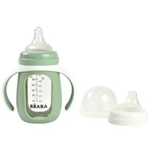 Biberon de invatare 2 in 1 din Sticla Beaba, 210 ml, Sage Green imagine