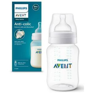 Biberon Philips Avent SCY103/01, Dispozitiv anti-colici, 260 ml, +1 luni, Fara BPA (Alb/Transparent) imagine