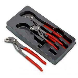 Set 3 clesti pentru instalatori, KNIPEX, Cobra, Crom-Vanadiu, Rosu imagine