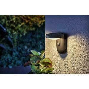 Aplica LED solara pentru exterior cu senzor de lumina si miscare Philips Tyla, 1.2W, 4V, 255 lm, lumina calda (3000K), IP44, 188x158x184mm, Antracit imagine