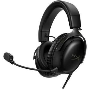 Casti Gaming HyperX Cloud III, DTS Headphone: X Spatial Audio, drivere 53mm, microfon detasabil cu metal mesh, noise cancelling si indicator LED, jack 3, 5mm, USB-C, USB-A, cupe cu spuma cu memorie, multiplatforma, (Negru) imagine