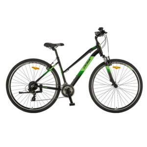 Bicicleta Trekking Polar FORESTER COMP LADY, 28inch, L, Frane V-Brake, 24 viteze (Negru/Verde) imagine