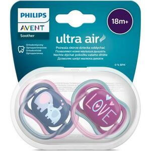 Set 2 suzete Philips-Avent SCF349/22, ultra air 18+ luni, Ortodontice, fara BPA, Love/Elefant imagine