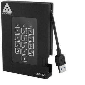 Hard Disk extern, Apricorn Aegis Padlock Fortress, 2TB, USB 3.0, Negru imagine