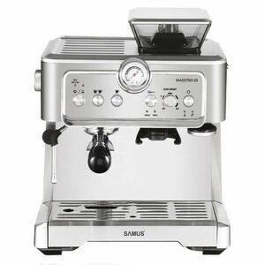 Espressor Samus MAESTRO 20, 1350 W, 20 Bari, Rezervor de apa detasabil 2.3 L, Filtru dublu inoxidabil (Argintiu) imagine