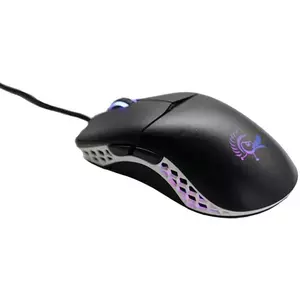 Mouse gaming Ducky White Feather, USB, cablu paracord, 16k DPI, clickswitch Kailh GM 8.0 (Negru) imagine